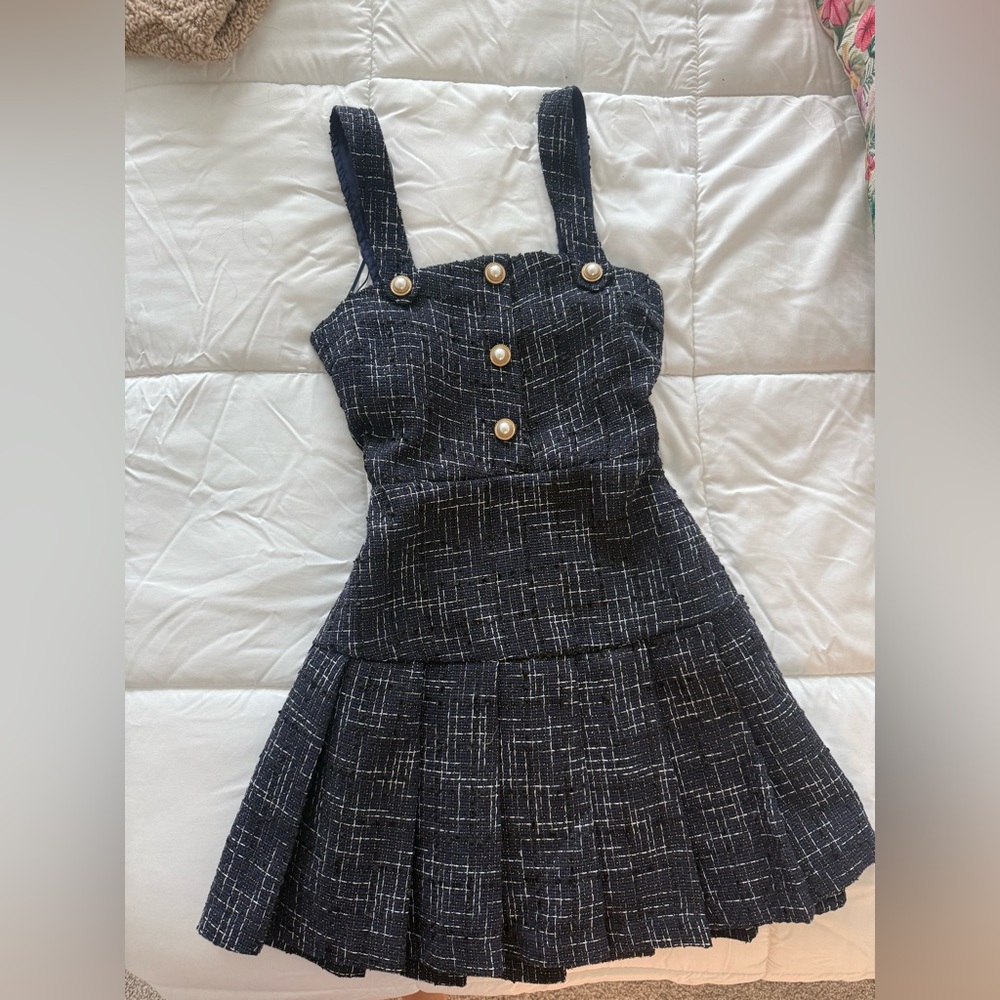 Miami Black Tweed Dress with Elegant Details